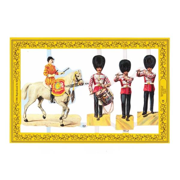 サイズ：約幅23.5×高さ16.0cm素　材：紙製※定形外郵便物可ブランド：マメロックデザイン：クロモス シート イギリス 英国 演奏部隊ハイセンスで美しいクロモス。英国の演奏部隊を描いています♪どんな演奏なのか気になりますね♪エンボス加工...