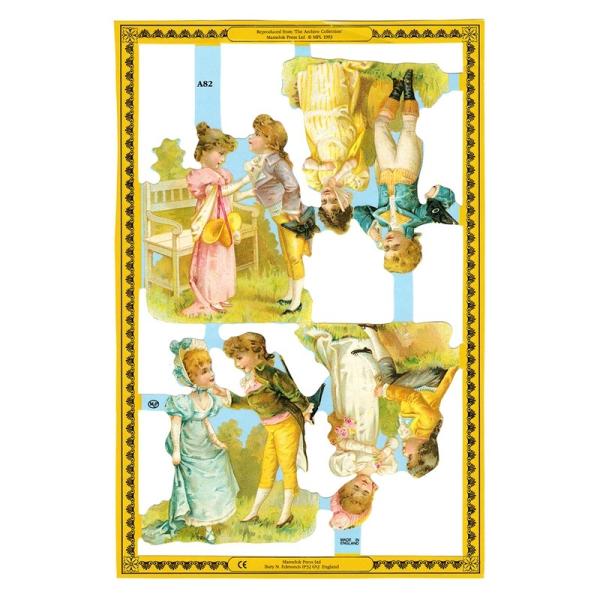 サイズ：約幅23.5×高さ16.0cm素　材：紙製※定形外郵便物可ブランド：マメロックデザイン：クロモス シート ヴィクトリアン 子供 カップル 恋人ハイセンスで美しいクロモス。色んなシチュエーションの4組のカップル。どのカップルもオシャレ...