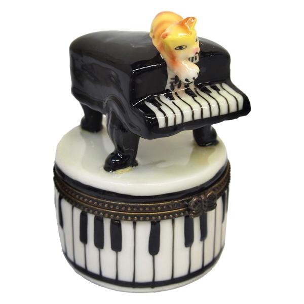 ポタリー ミニケース （ピアノキャット） 小物入れ ギフトボックス 陶器