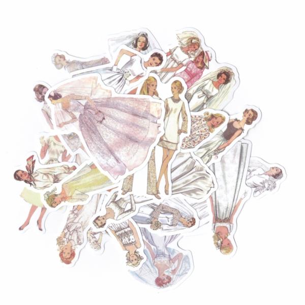 フレークシール セット スクラップ素材 レトロファッションシリーズ （ホワイト） 和紙素材