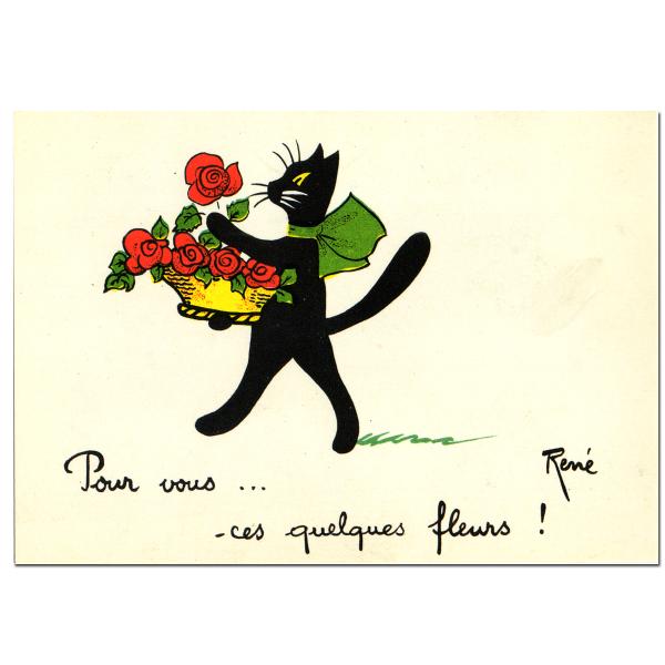 size約縦幅14.5×横幅9.5cm/紙製品※定形外郵便物OKデザイン：薔薇 猫 マフラーPour vous... - ces quelques fleurs !はあなたにこの中から好きな花をあげようという意味のフランス語です。背筋をただ...