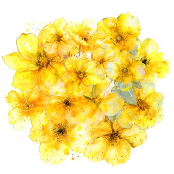 箔押し加工の大きな花のクリアシール(イエロー)