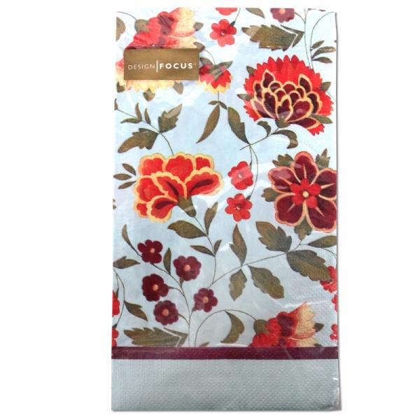 サイズ：20.2cm×11.2cm　　　　　3枚重ね/20枚入り/中国製※定形外郵便物OKブランド：Punch Studioデザイン：ライトブルー グリーン  フラワー中国のメーカーFOCUS製のGuest Towelsシリーズのペーパーナ...