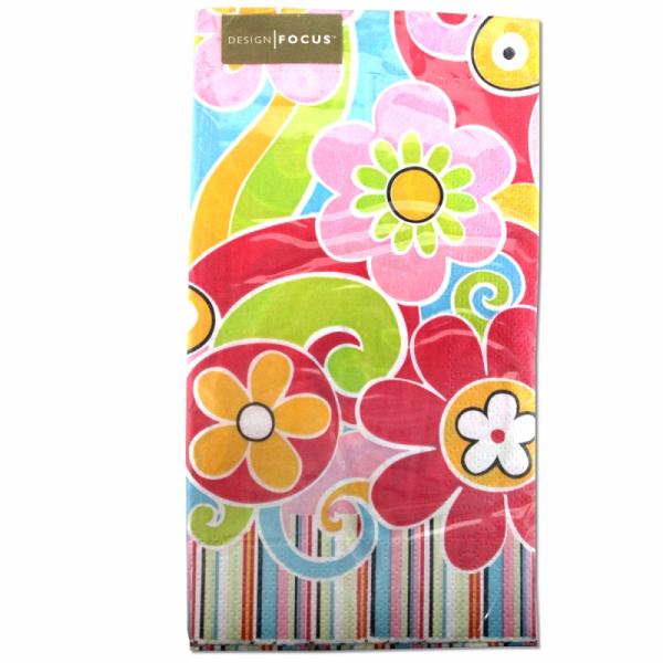 サイズ：20.2cm×11.2cm　　　　　3枚重ね/20枚入り/中国製※定形外郵便物OKブランド：Punch Studioデザイン：ライトブルー ライトグリーン ピンク フラワー中国のメーカーFOCUS製のGuest Towelsシリーズ...