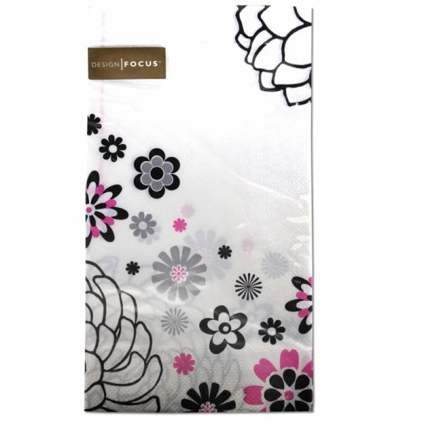 サイズ：20.2cm×11.2cm　　　　　3枚重ね/20枚入り/中国製※定形外郵便物OKブランド：Punch Studioデザイン：ホワイト グレー ピンク フラワー中国のメーカーFOCUS製のGuest Towelsシリーズのペーパーナ...