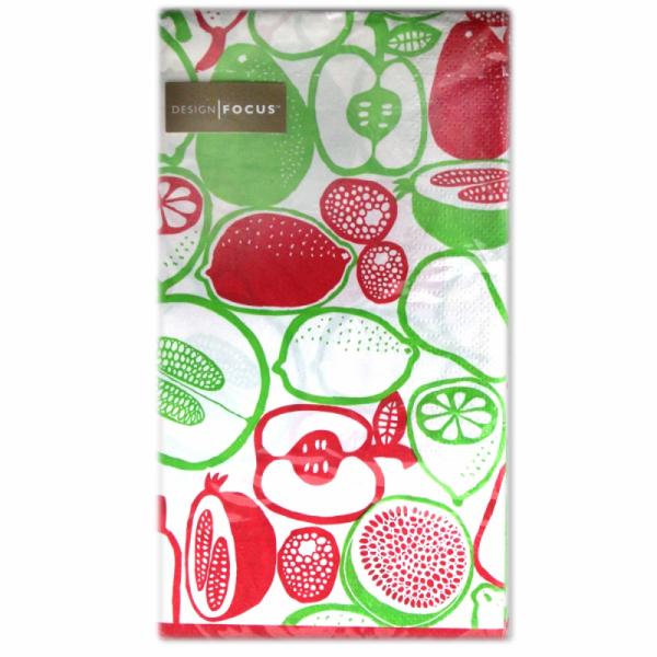 サイズ：20.1cm×11.5cm　　　　　3枚重ね/20枚入り/中国製※定形外郵便物OKブランド：Punch Studioデザイン：ライトグリーン 黄緑色 レッド赤色中国のメーカーFOCUS製のGuest Towelsシリーズのペーパーナ...