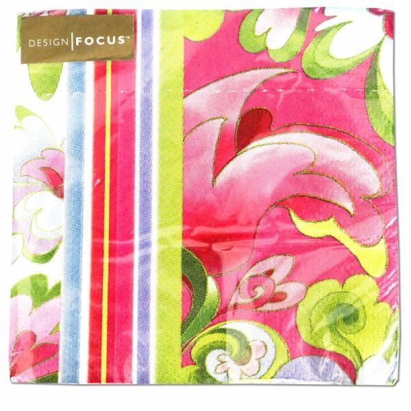 サイズ：12.7cm×12.7cm　　　　　3枚重ね/20枚入り/中国製※定形外郵便物OKブランド：Punch Studioデザイン：ブルー ライトグリーン ピンク フラワー中国のメーカーFOCUS製のLuncheon Napkinsシリー...