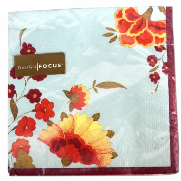 サイズ：12.7cm×12.7cm　　　　　3枚重ね/20枚入り/中国製※定形外郵便物OKブランド：Punch Studioデザイン：ライトブルー グリーン  フラワー中国のメーカーFOCUS製のLuncheon Napkinsシリーズのペ...