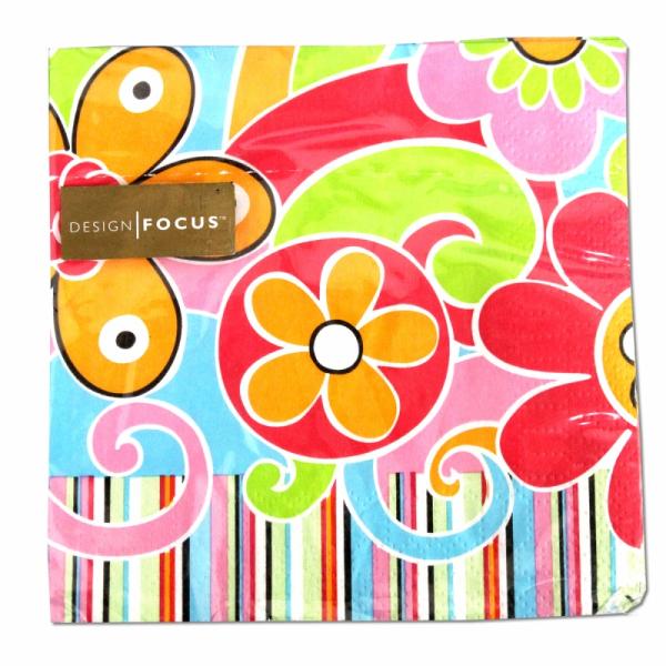 サイズ：12.7cm×12.7cm　　　　　3枚重ね/20枚入り/中国製※定形外郵便物OKブランド：Punch Studioデザイン：ライトブルー ライトグリーン ピンク フラワー中国のメーカーFOCUS製のGuest Towelsシリーズ...