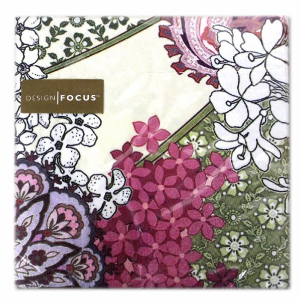 サイズ：12.7cm×12.7cm　　　　　3枚重ね/20枚入り/中国製※定形外郵便物OKブランド：Punch Studioデザイン：バイオレット グリーン ホワイト 花中国のメーカーFOCUS製のLuncheon Napkinsシリーズの...