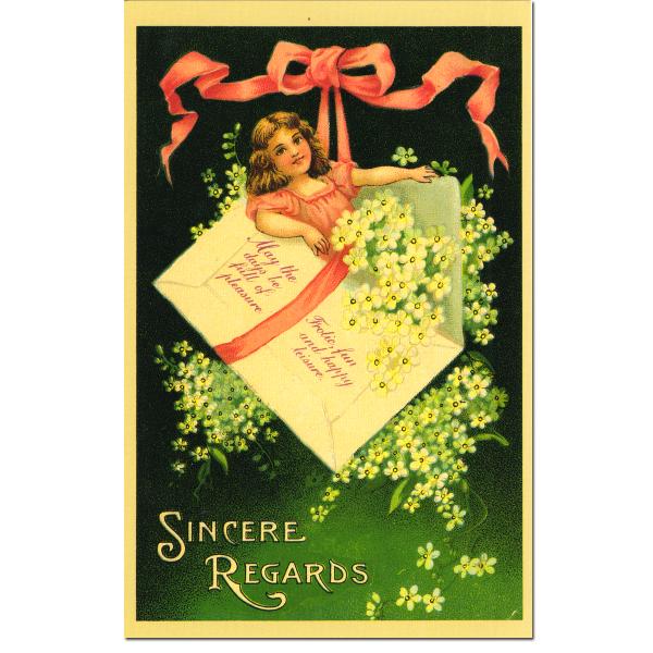 size約縦幅14.5×横幅9.5cm/紙製品※定形外郵便物OKデザイン：リボン スズラン ピンク天井には大きなピンクのリボンを結ばれていて、スズランと封筒に囲まれた女の子が此方に顔を出して、見つめている様子が描かれています。お手紙としての...