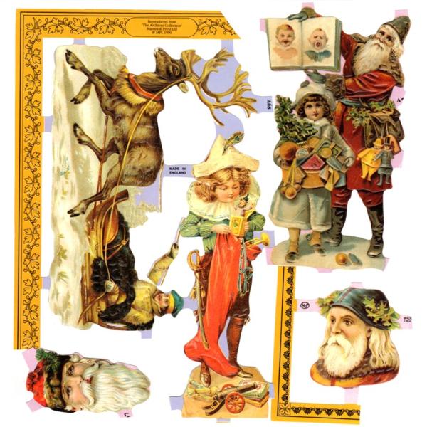 ※定形外郵便物OKデザイン：クロモス シート クリスマス サンタクロースハイセンスで美しいクロモス。サンタクロースのイラストのオリジナルセットとなっています。エンボス加工なのでぽこっと浮きでたデザインになっています。スクラップブッキングやラ...