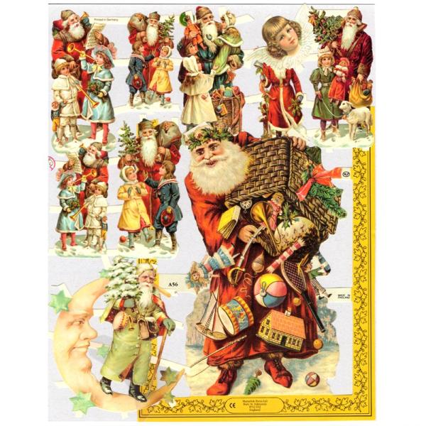※定形外郵便物OKデザイン：クロモス シート サンタクロース  クリスマス        ハイセンスで美しいクロモス。サンタクロースのイラストの詰め合わせオリジナルセットとなっています。エンボス加工なのでぽこっと浮きでたデザインになっていま...