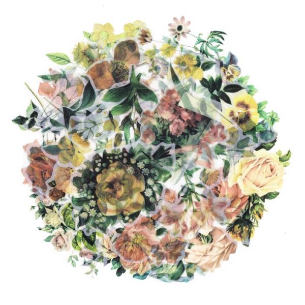 フレークシール セット スクラップ素材 レトロフラワーシリーズ （オレンジ×イエロー） PET素材