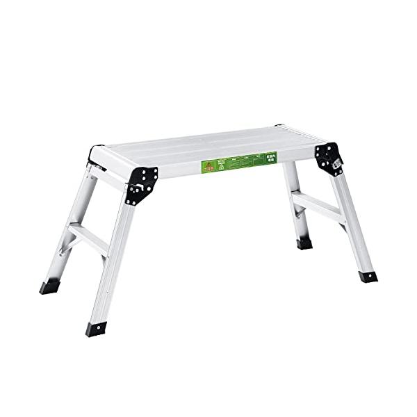 他サイト： RIKADE アルミ足場台 洗車台 軽量 アルミ脚立　立ち馬アルミ 作業台　折りたたみ 踏台 脚立 道具が置ける幅広ステップ 天板75cm×30の商品画像