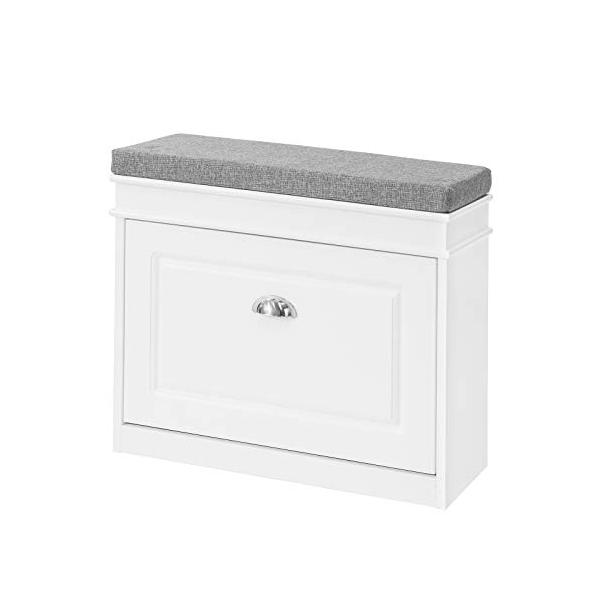 玄関ベンチ・ホワイト 幅60cm FSR64・サイズ幅60×奥行24×高さ51cm・材質 MDF　　本体重量9.4kg　　耐荷重150kg・お客様組立・??スリム玄関ベンチ奥行24cmだけど十分の靴収納スペースがあり、外寸で32cmの靴最大...