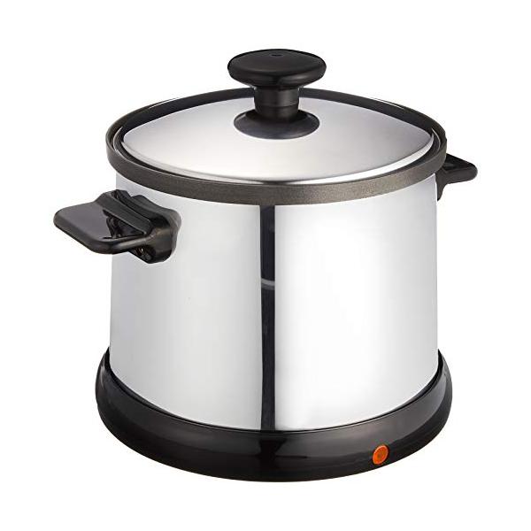 ・シルバー  G-3135・サイズ:約24×19.5×20cm・重量:約890g・本体・蓋:ステンレス鋼、内鍋:アルミニウム合金(ふっ素樹脂加工)・電源:AC100V・消費電力:650W