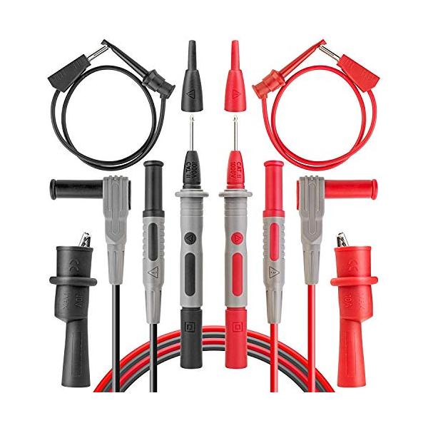 ・  756910382216・??【実用なお得セット】取り外し可能な絶緑材を使用したワニロクリップX2個、貫通型バナナプラグ付き延長ミニフック・クリップX2個、プローブX2個、100センチリード延長線X2個、計8点のお得なセット；・??【...