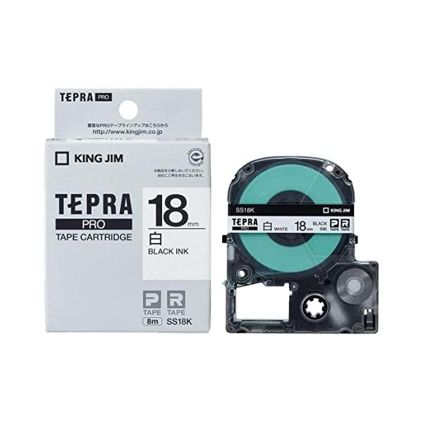 他サイト： キングジム 純正 テプラPROテープカートリッジ 1個 18mm 白ラベル/黒文字 長さ8m SS18Kの商品画像