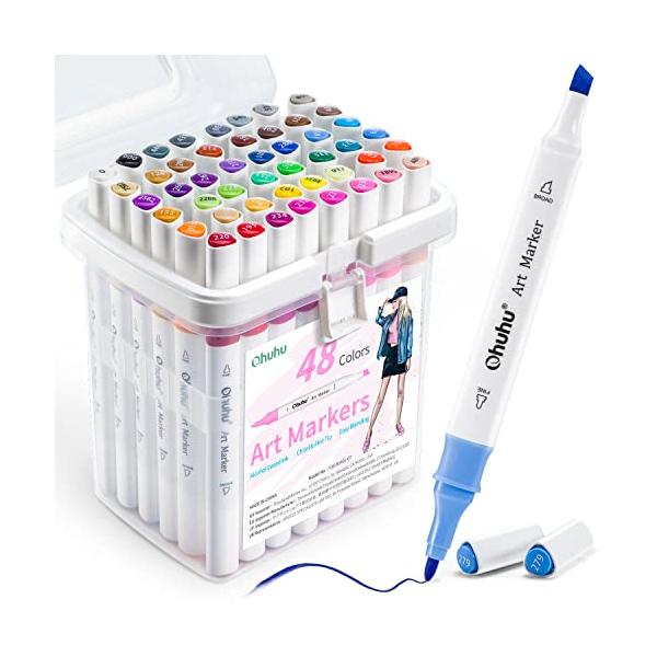 太字・細字・・Style:太字・細字・??【嬉しい48色のイラストめのセレクト（ブレンダーペン(0番)1本含み）】ブレンダーペン1本含み、色混ぜやぼかしたりするときにオススメです。48色セットのペンセットを1つ用意すれば、学校での絵描きも、...