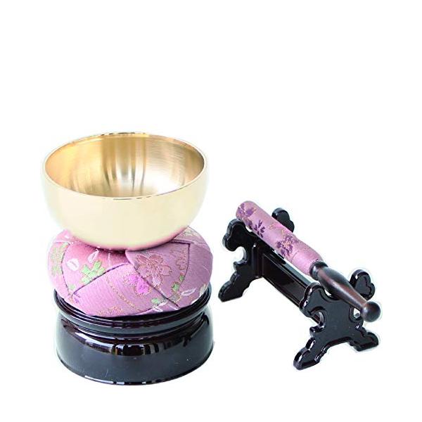 他サイト： おりん５点（りん棒台付き 初めてでも安心）セット おりん 仏具 ミニ 座布団 りん セット 台 (桜)の商品画像