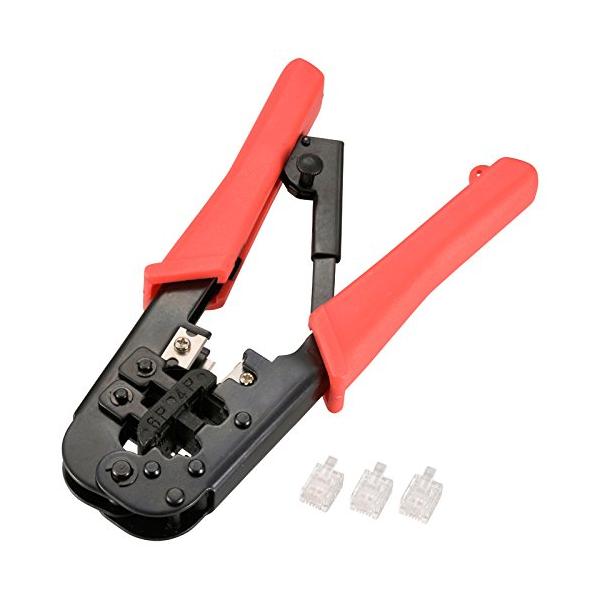 ・レッド  TEL-P0422・電話用モジュラープラグ 大/小 両用・2芯プラグ（大）3個付き