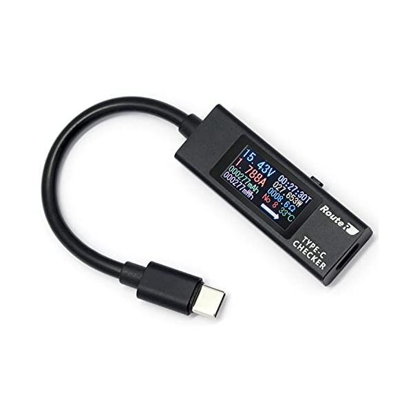 他サイト： ルートアール 双方向・メタル筐体・多機能表示 USB Type-C電圧・電流チェッカー （ケーブル付きモデル） RT-TC5VABKの商品画像