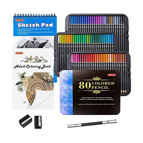 Shuttle Art 色鉛筆 80色セット 油性色鉛筆 大人の塗り絵 Shuttle Art 色鉛筆 80色セット 油性色鉛筆 大人の塗り絵
