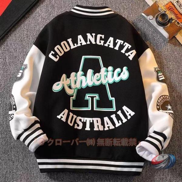 キッズスタジャンスカジャン風サテンブルゾン男の子アウターピークルジップアップジャケット防風で春秋に１１０?１２０おしゃれジャンパーで元気コーデに