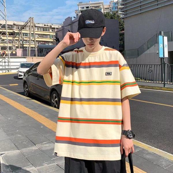 ボーダーTシャツ メンズ綿100％で夏もさらっと快適 ピークル 半袖 5分袖7分袖 オーバーサイズ ジュニア ビッグサイズ スポーツにも