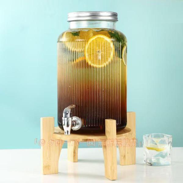 ドリンクサーバー 6L 4L 2.5L スタンド付 ガラス 蛇口付き 冷水ポット 冷水筒 梅酒 果実酒 ウォーターサーバー ピークル ガラス瓶 ガラス製