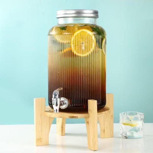 ドリンクサーバー 6L 4L 2.5L スタンド付 ガラス 蛇口付き 冷水ポット 冷水筒 梅酒 果実酒 ウォーターサーバー ガラス瓶 ガラス製 コンパクト