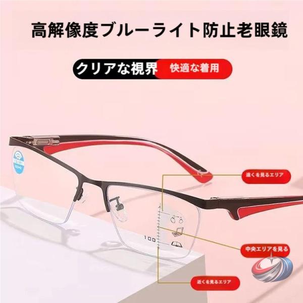 老眼鏡 おしゃれ メンズ レディース ピークル自動にスマートズーム 累進多焦点 遠近両用 ズーム眼鏡 100-350 PCメガネ ブルーライトカット 40代
