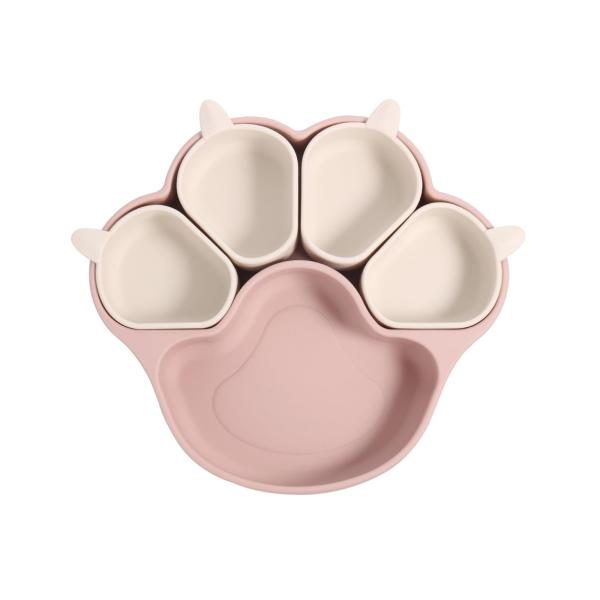 DFsucces ベビー食器 猫の爪 吸盤付き ひっくり返らない 食器セット 5グリッド 可分離式食器 離乳食対応 食品級シリコン製? 吸盤