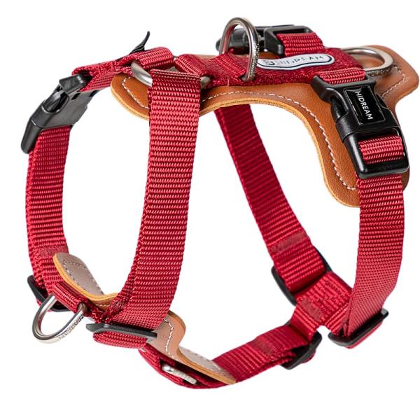 HiDREAM ポポシリーズ・犬用工字型ハーネス カルダモンレッド L