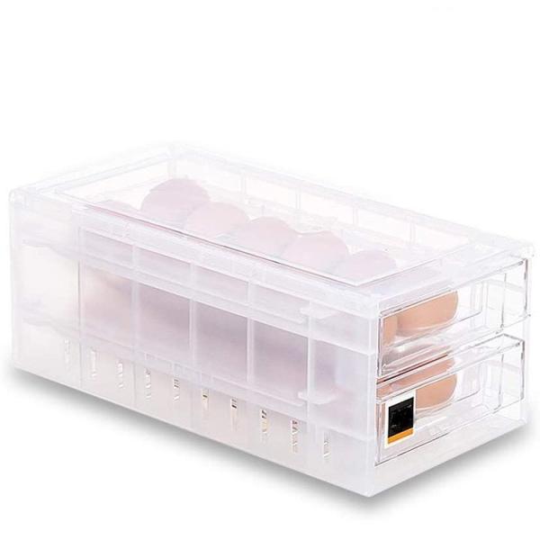 ※ケースのみです※<br>これは卵ボックス、透き通った透明のプラスチック素材が使われており、<br>おしゃれで、耐久性もよく、きれいに見えます。<br><br>二段式で、上下に各12個ずつの卵...