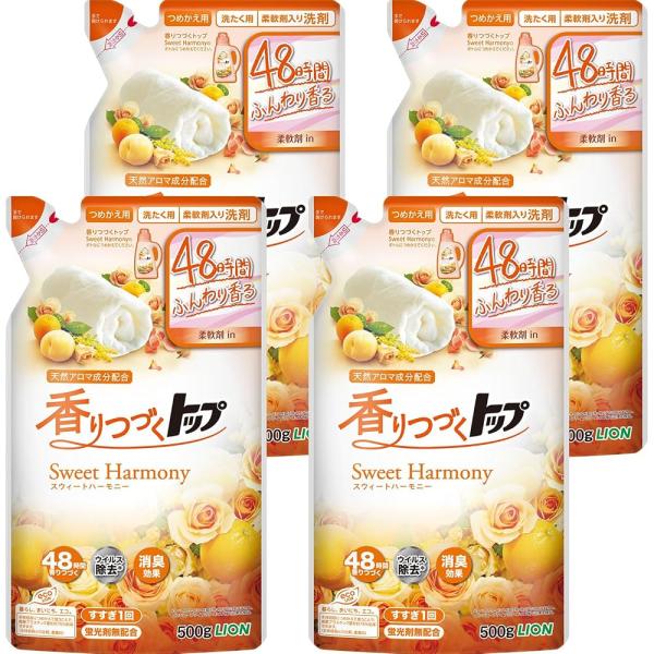 トップ 香りつづく Sweet Harmony 液体洗剤 つめかえ用 500g×4個