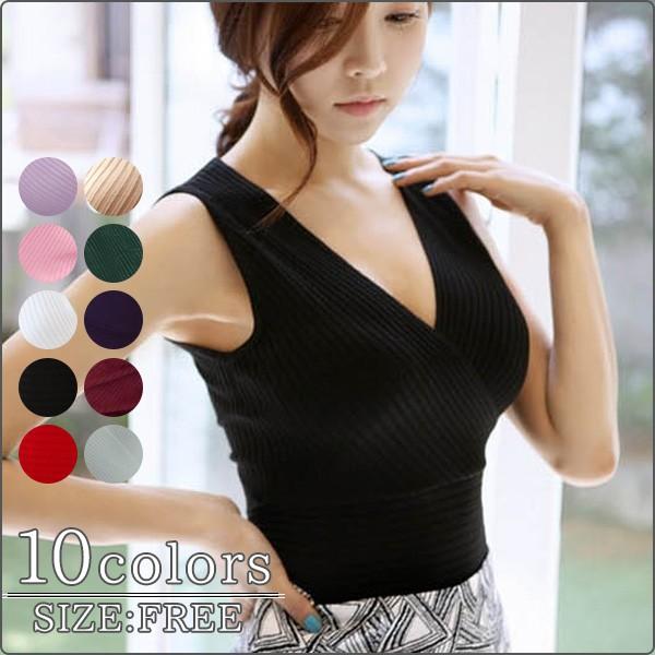 10color ノンスリーブニット Vネック タンクトップ Vカット タイト フェミニン 可愛い 春夏 カジュアル トップス レディース J1438ba Star Net 通販 Yahoo ショッピング