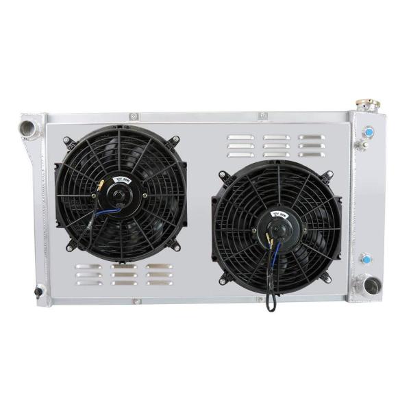 Alloyworks Radiator 過給器 Aluminum 3 Row Chevy 1967 1972 自動車 Aluminum U ジョイショップ C K Shroud For ヤフー店 Fan
