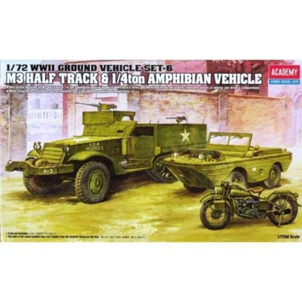 アカデミー 1/72 グランドビークルシリーズ6 アメリカ軍 M3 ハーフトラック & 1/4t アンフィビアンビークル プラモデル