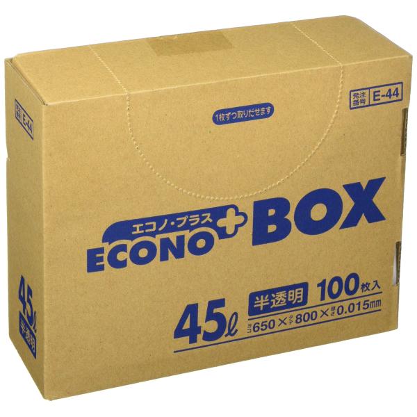 サニパック E-44エコノプラスBOX45L半透明 100枚 E44HCL