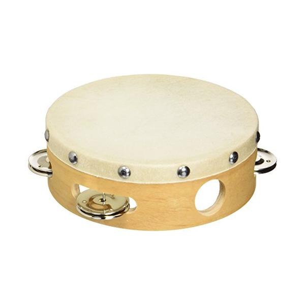 学校でも使用される。キクタニ 皮付きタンブリン 15cm TMB-15 ナチュラル