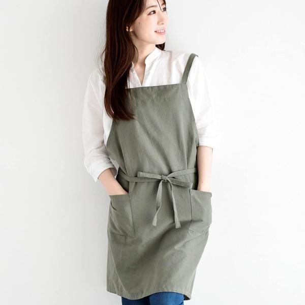 他サイト： レップ(Rep) エプロン 北欧 ポケット2個付き カフェエプロン 大人用 着丈73cm (アビチュアル ソル) カーキ 1313 KHAKI プレゼの商品画像