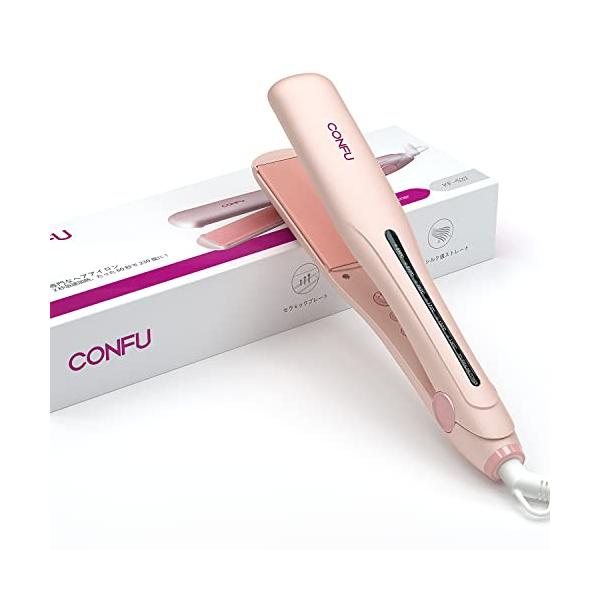 CONFU アイロン ストレート 6段階温度調整 38mmピンク ストレートヘア MAX230°