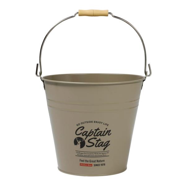 キャプテンスタッグ(CAPTAIN STAG) アウトドア バケツ CS ブリキバケツ 10L 木柄ハンドル カーキ UM-1621