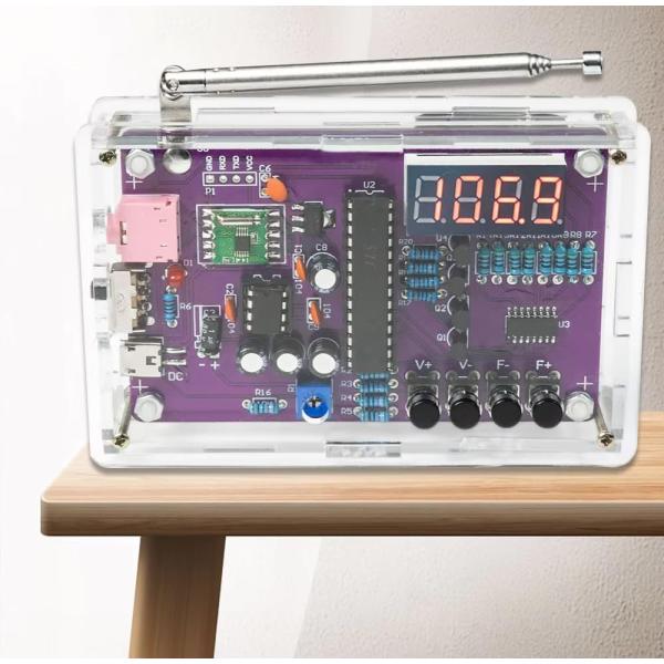 zmart DIY FM ラジオ 電子キット 調整可能な 周波数 87-108MHz デジタル ディスプレイ DIY はんだ付け プロジェクト 練習用