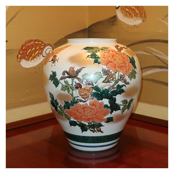 【伝統工芸九谷焼】花瓶　染付山茶花　山上義正作　ギフト対応可 伝統工芸九谷焼】花瓶 染付山茶花 山上義正作 ギフト対応可