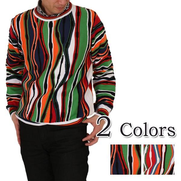 イタリア製 ジャガード クルーネック セーター メンズ 男性 ニット  