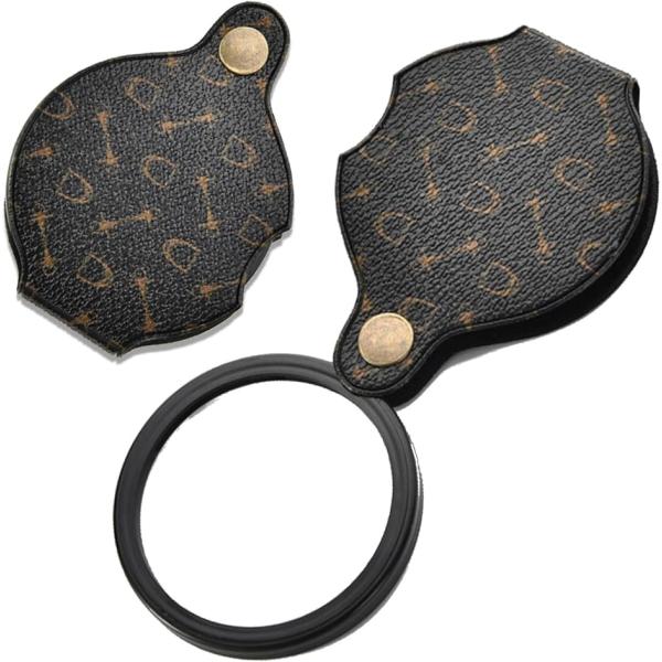 他サイト： ルーペ 拡大鏡 15倍 PU革 携帯 メガネ おしゃれ 折り畳み レンズ直径70mm(Medium)の商品画像