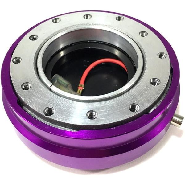 クイック リリース ステアリング ボス 薄型 スリムタイプ 25mm 脱着式 ハンドル 盗難 防止 汎用品 (パープル)